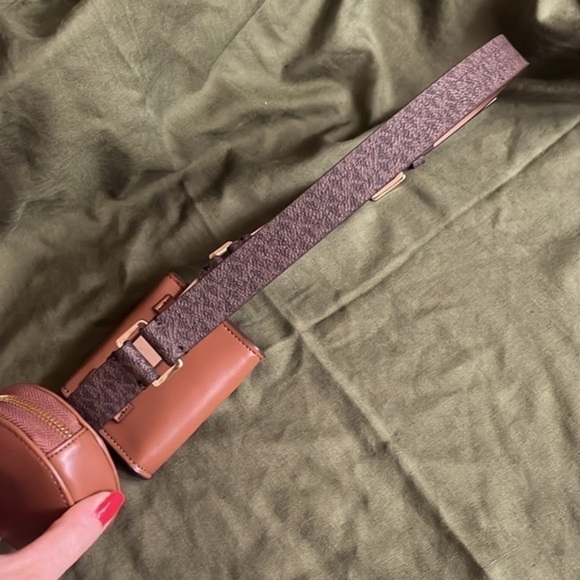 Brand New Michael Kors Genuine Leather Double Pouch Brown Belt Bag Fanny Pack - Picture 8 of 16